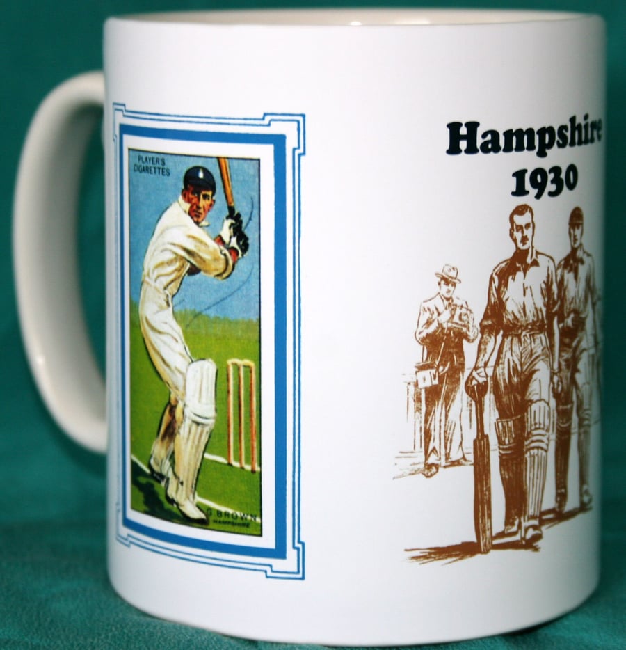 Cricket mug Hampshire Hants 1930 vintage design mug