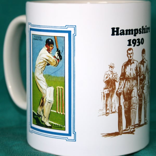 Cricket mug Hampshire Hants 1930 vintage design mug