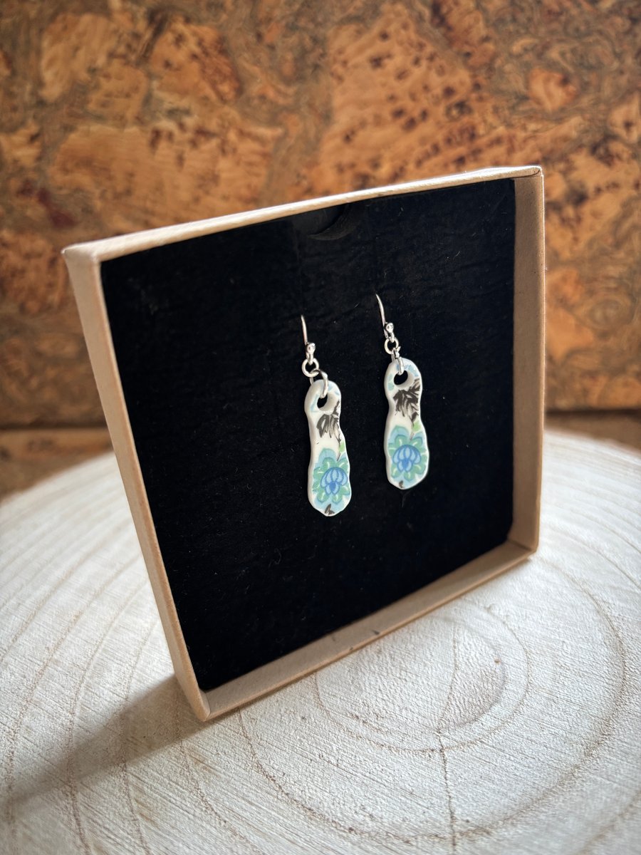 Handmade Earrings, Ceramic, Unique, Sterling Silver, Eco Friendly Gifts.