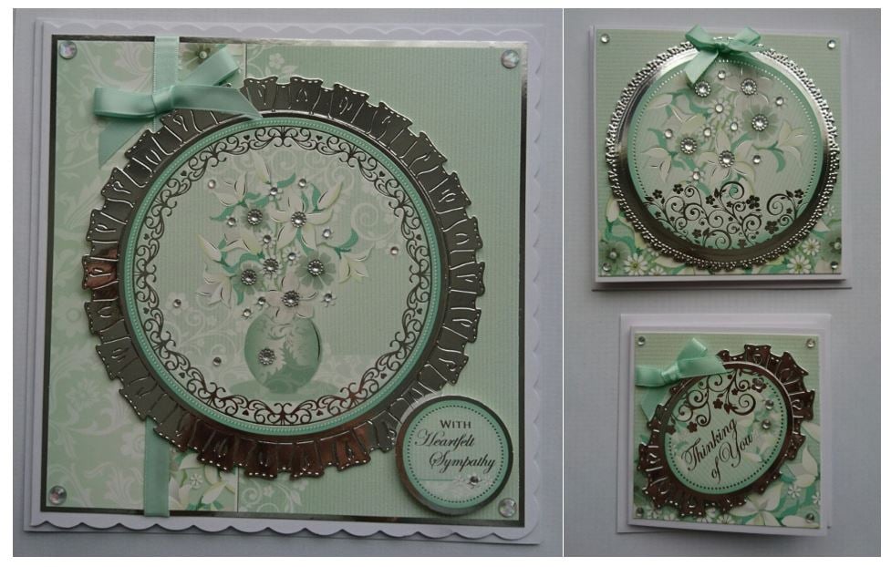 Set of 3 With Sympathy Cards Lilies 3D Luxury Handmade Cards