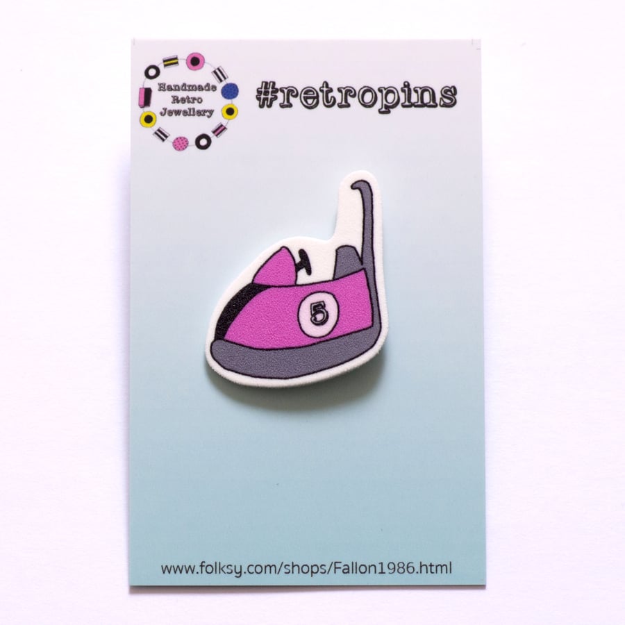 Retropins - Fun at the fair collection - Pink Dodgem (Bumper Car) Pin