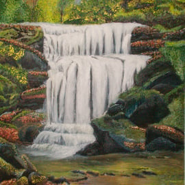 Original acrylic waterfall painting