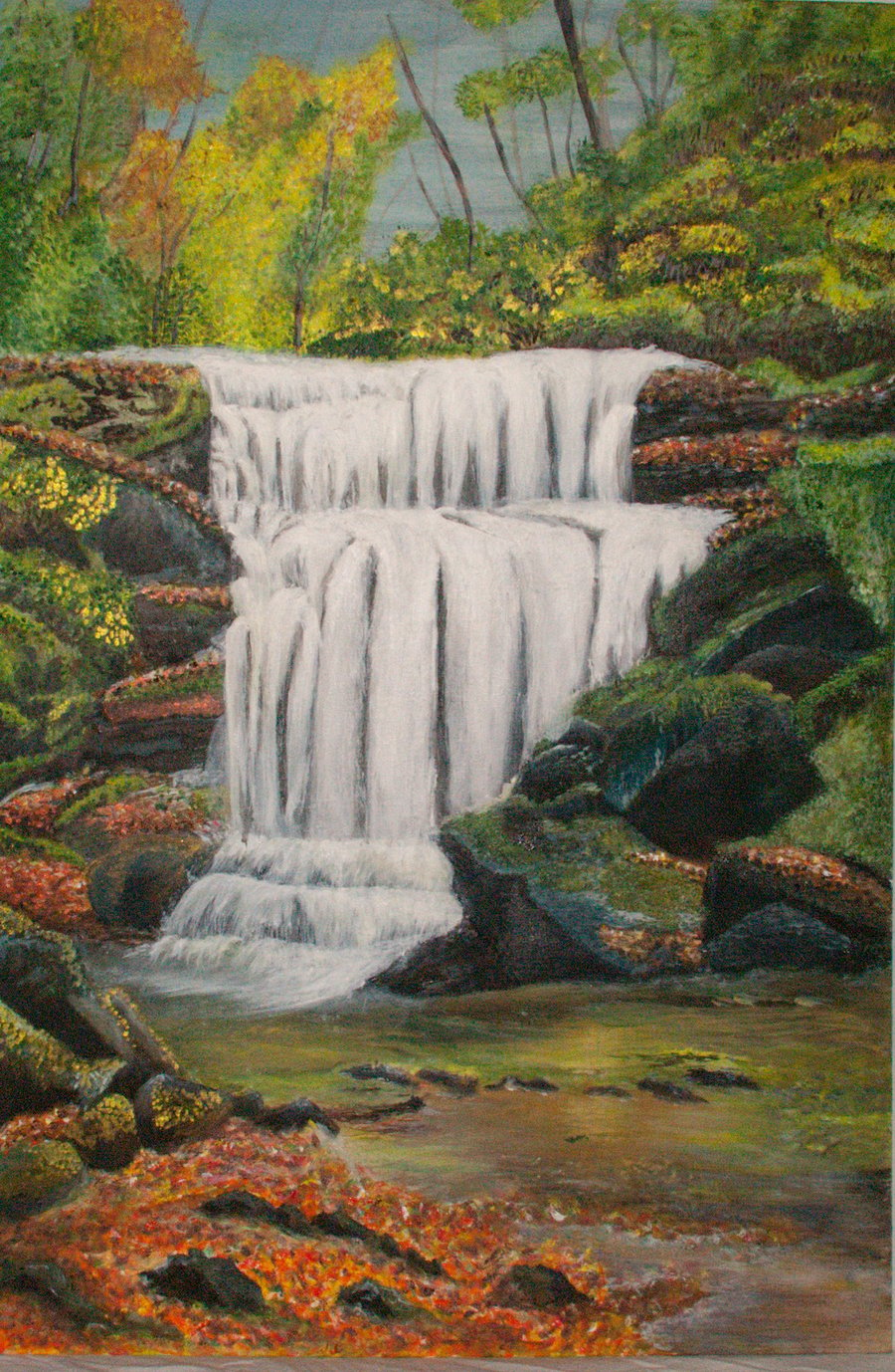 Original acrylic waterfall painting