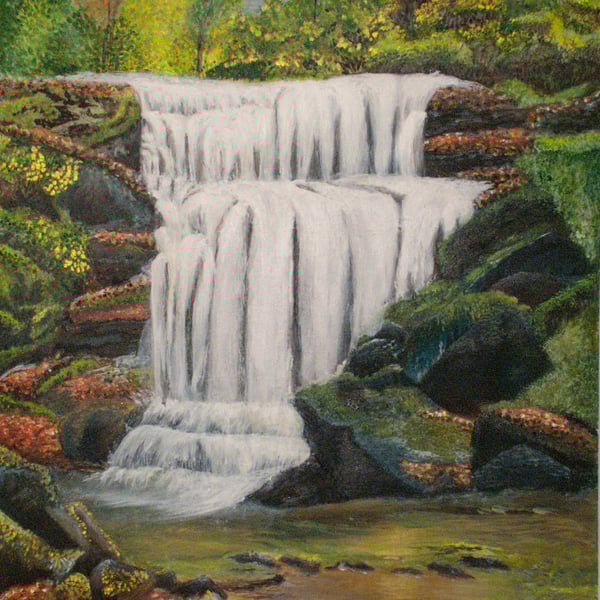 Original acrylic waterfall painting