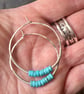 Silver & Turquoise Silver Hooped Earrings  - Image 2