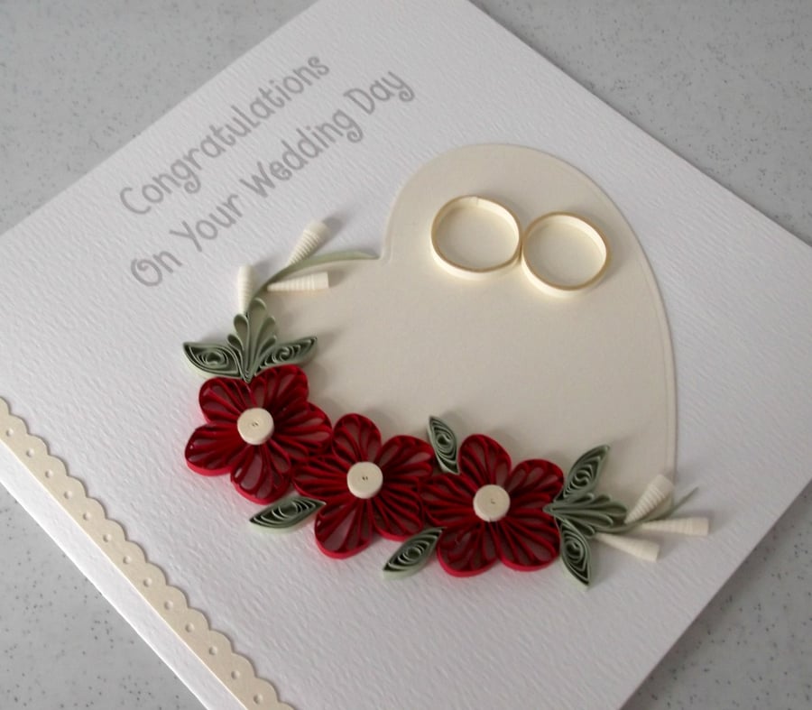 Beautiful quilled wedding congratulations card