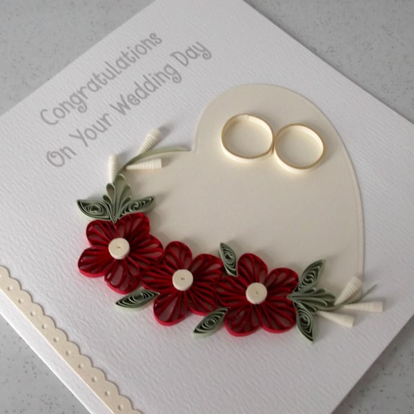 Beautiful quilled wedding congratulations card
