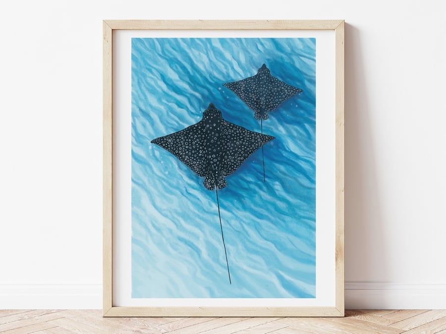 Spotted Eagle Ray - Illustrated Art Print