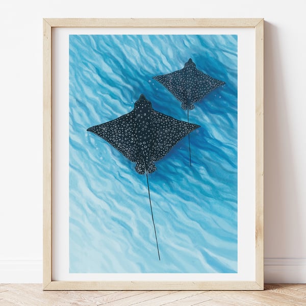 Spotted Eagle Ray - Illustrated Art Print
