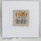 HAND EMBROIDERED LINEN GREETINGS CARD FLORAL