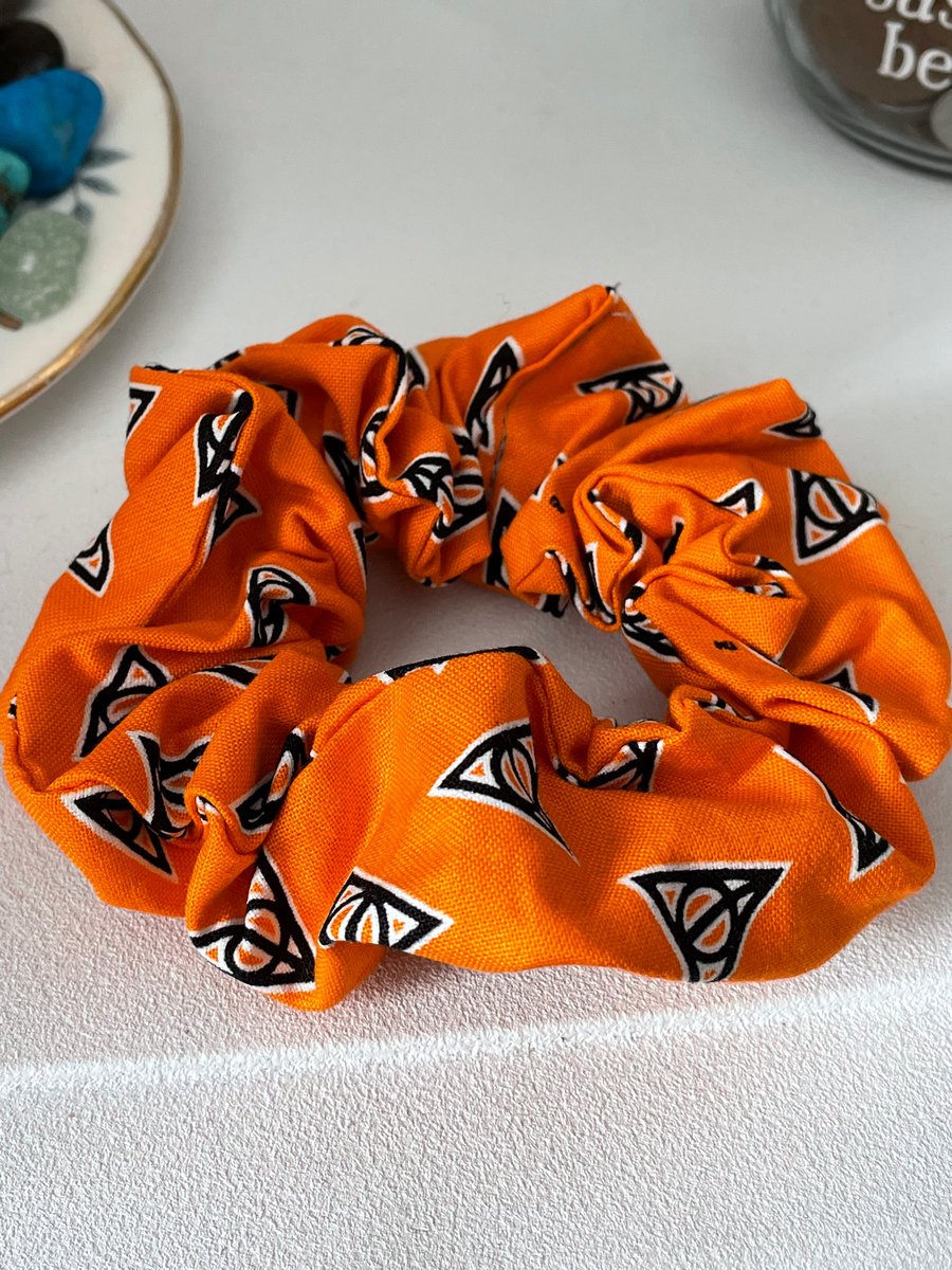 Handmade Harry Potter glow in the dark themed scrunchie hair band