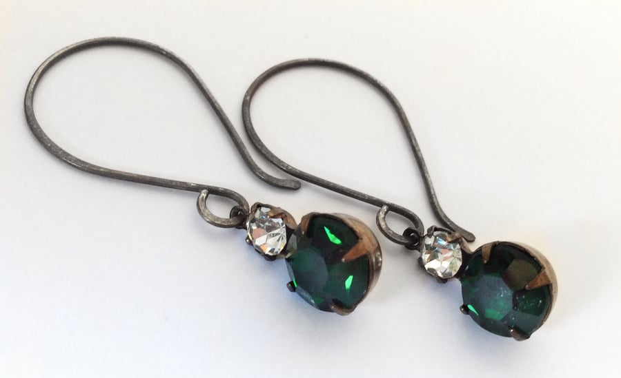 Emerald Green Sterling Silver Earrings