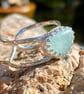 Light Aquamarine Sea Glass and Sterling Silver Ring Size W - 1349