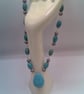 Turquoise and Metal Spacer Beaded Rosary Style Necklace, Gift for Her, Necklace - Image 6