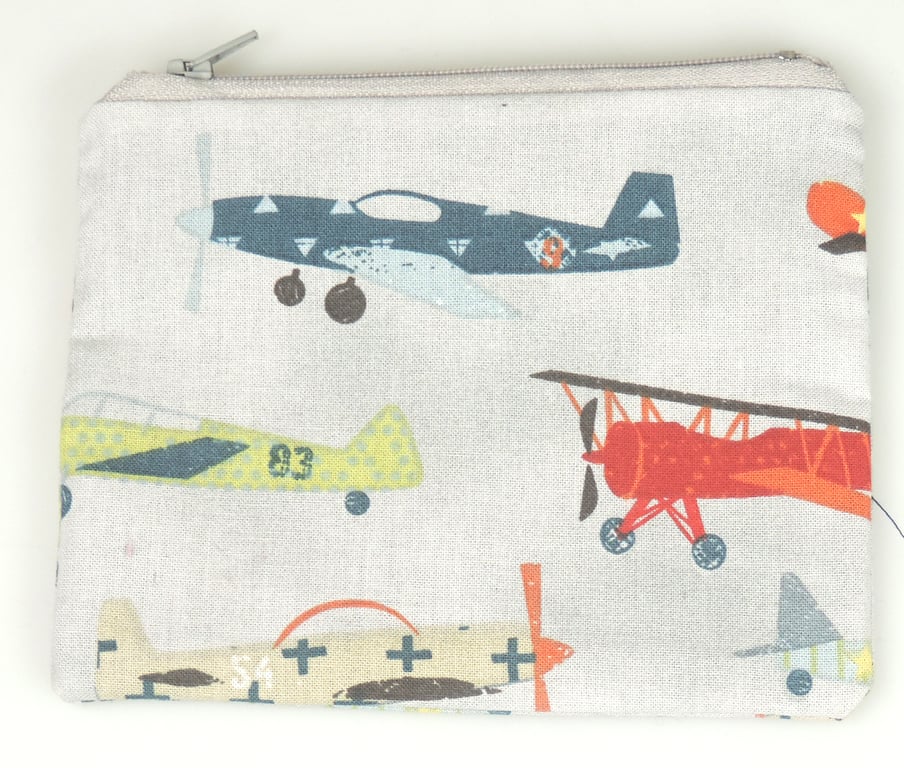 Vintage Airplane pattern deep fabric purse, Handbag purse, car pocket