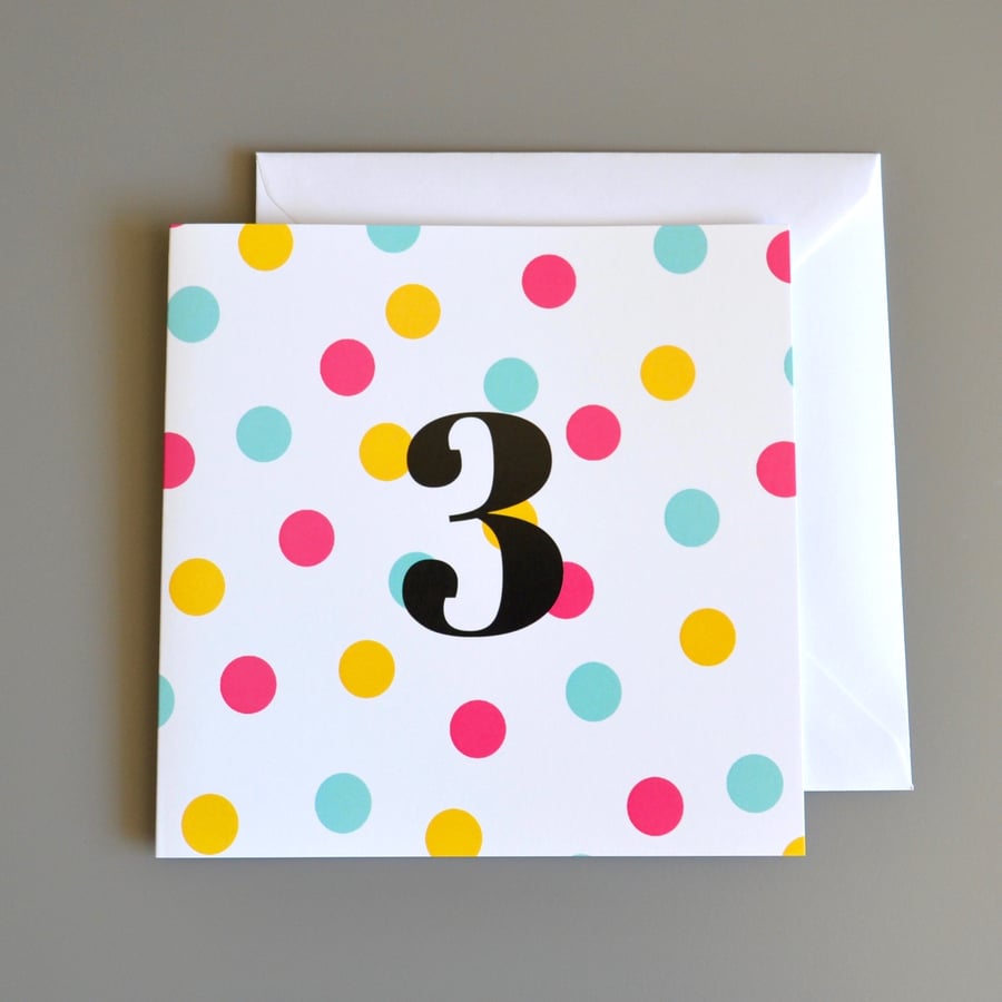 3rd Birthday Card for Girl, Age Three, Third Birthday Card