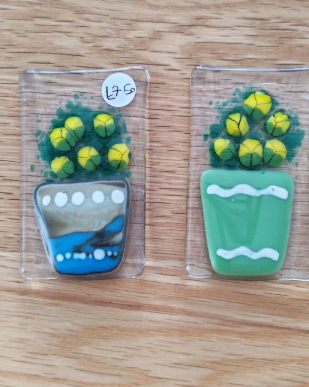 Pot of Flowers Fridge Magnet - Yellow