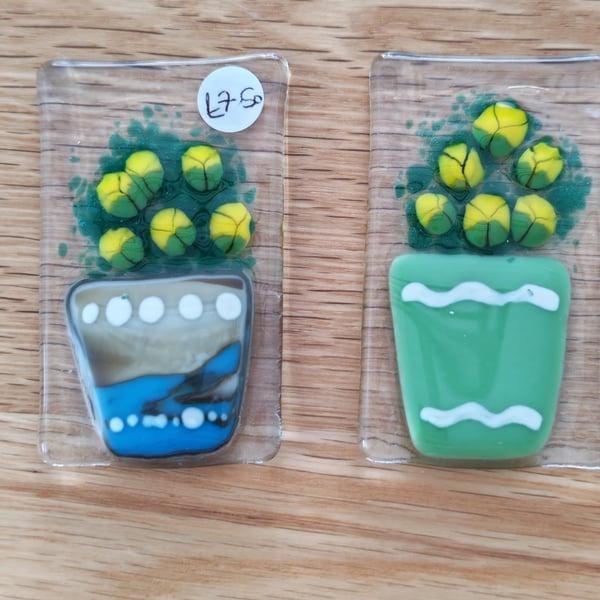 Pot of Flowers Fridge Magnet - Yellow
