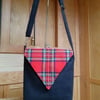 Black and tartan messenger bag