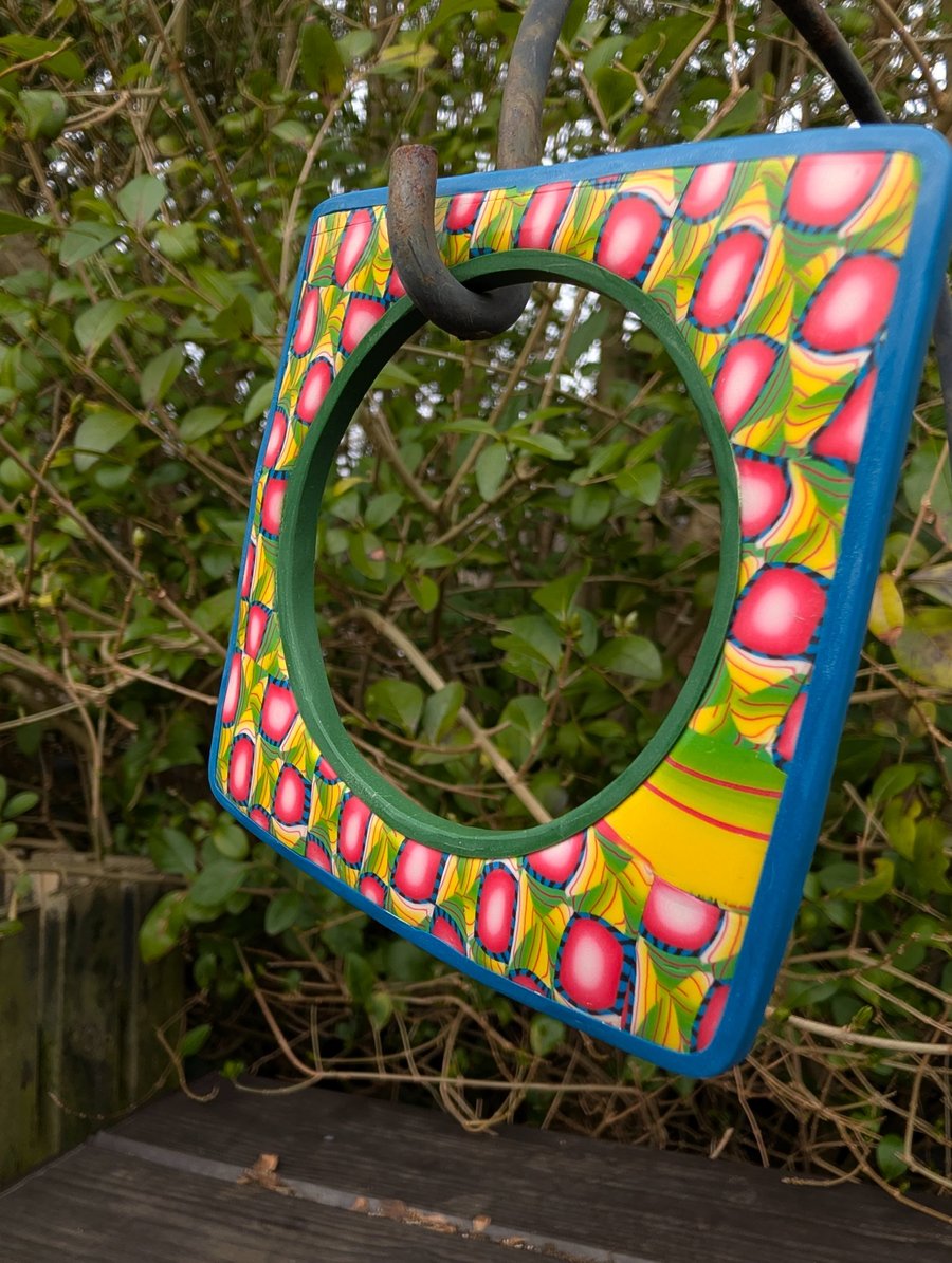 Red and blue statement square bangle
