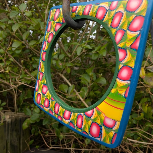 Red and blue statement square bangle