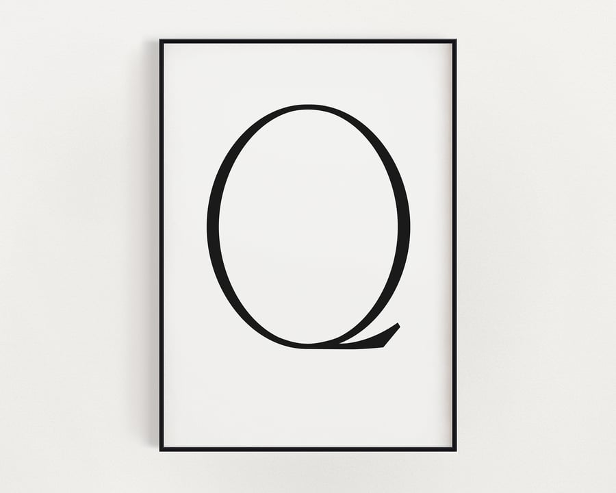 LETTER Q PRINT, Minimalist Wall Art, Letter Q Printable, Letter Wall Decor