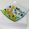 Fused glass meadow trinket dish 