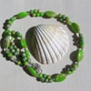 Green Sea Sediment Jasper Crystal Gemstone Beaded Necklace "Valencia"