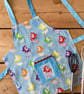 Handmade Children's Apron, Small Apron, Coloured Mermaids Design 1-3 yrs-CAPR21