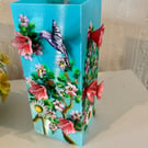 A hand painted and sealed rectangular 3d vase by Andrew Jenkins 