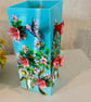 A hand painted and sealed rectangular 3d vase by Andrew Jenkins 