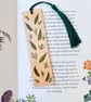 Handmade Pressed Foliage Bookmark, Real Garden Leaves on Wood