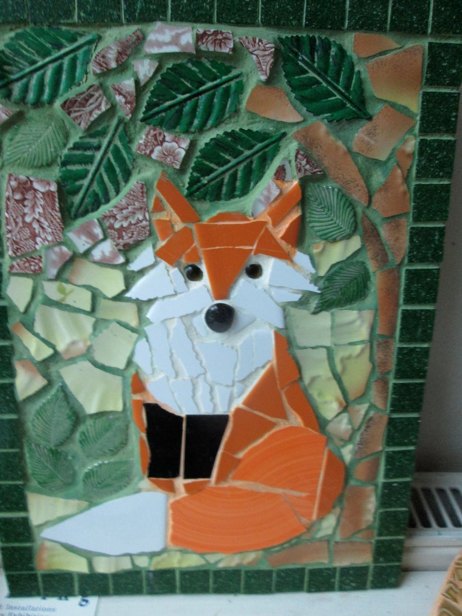 Mosaic Fox in a Garden.