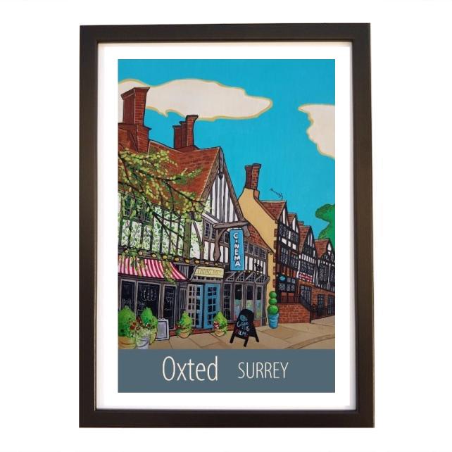 Oxted Surrey travel poster print by Artist Susie West