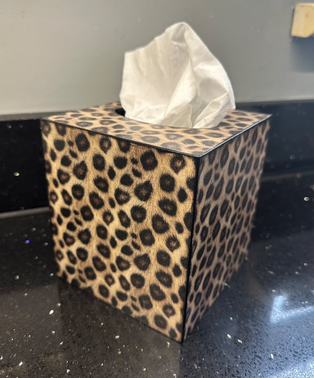 Leopard print tissue box cover