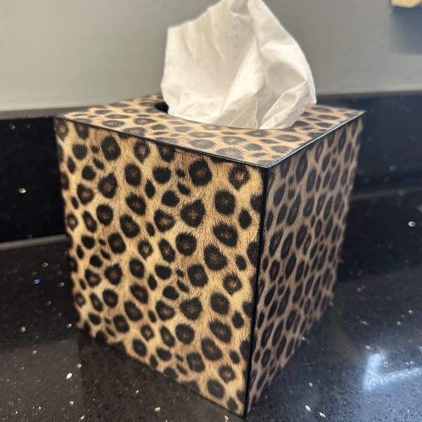 Leopard print tissue box cover