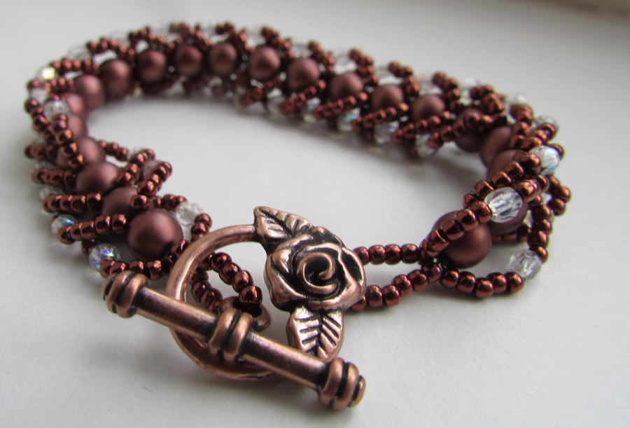 Bronze Flat Spiral Weave Bracelet