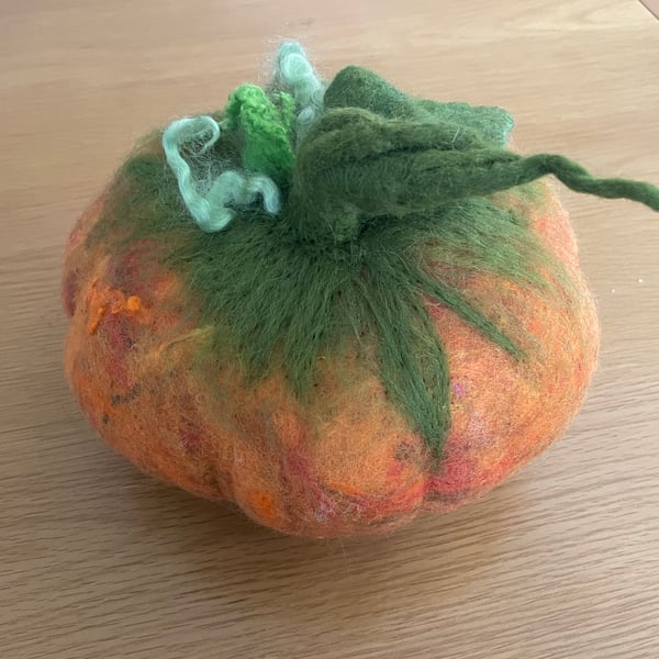 Real size, big Halloween Pumpkin, Eco Friendly, 100% organic wool, wet felted