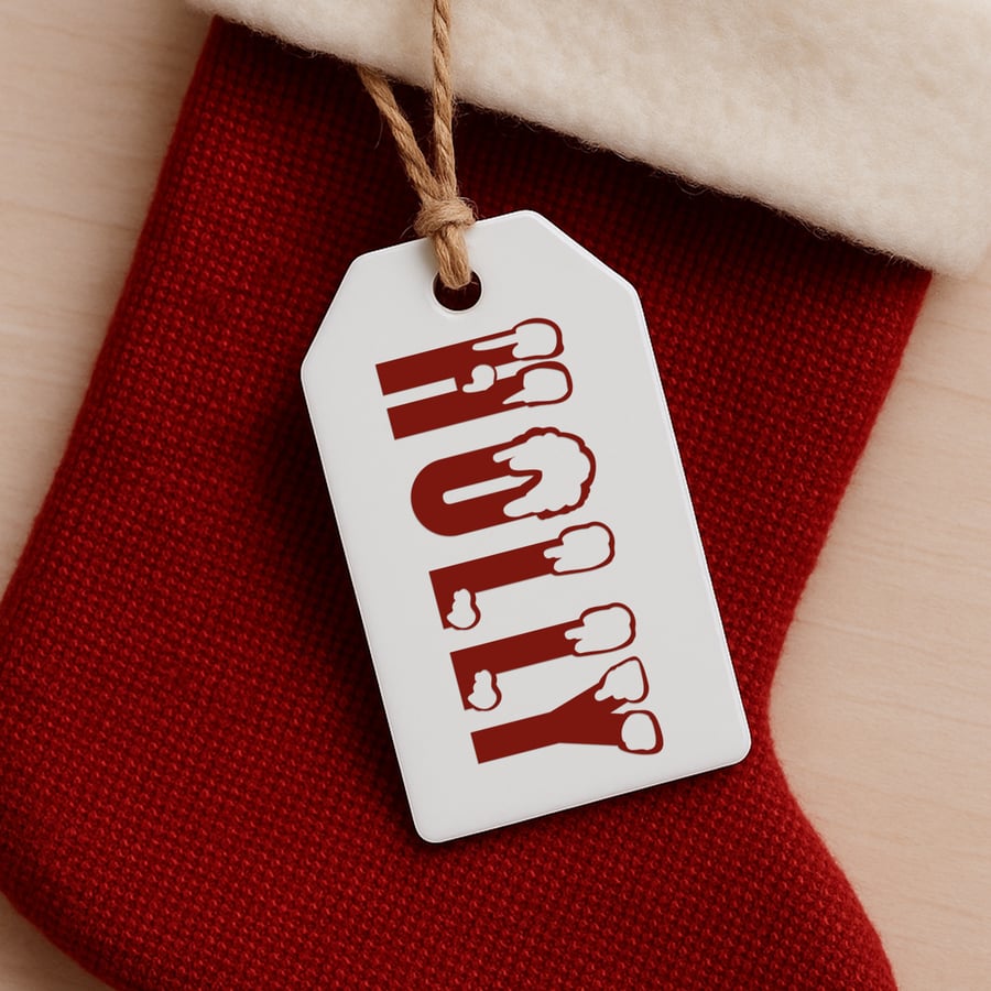 Personalised Christmas Name Sticker - Font 2: Festive Custom Name Label