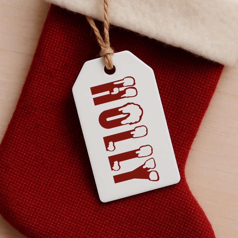 Personalised Christmas Name Sticker - Font 2: Festive Custom Name Label