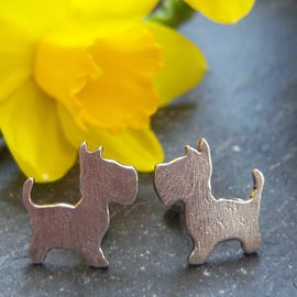 Dog studs in sterling silver