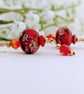Red Lampwork Glass Dangle Earrings: Gold Filled Ear Wires - Image 4