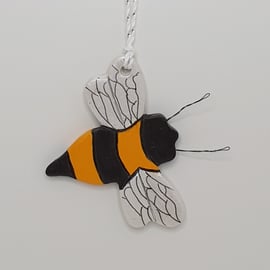 Bee clay hanging decoration, home decor gift for a bee lover