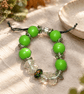 Green Snake Charm Bracelet - Handmade Beaded Bracelet