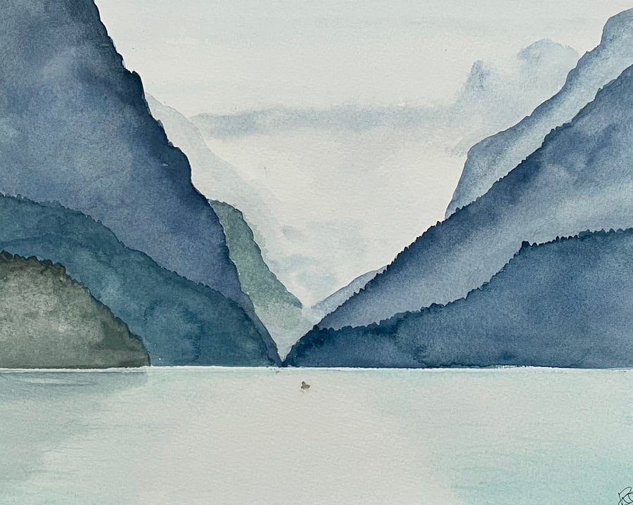 Lake Louise, watercolour painting original art 
