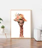 Funky giraffe in a hat wall print, giraffe wall decor, giraffe funny art print - Image 3