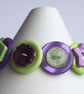 Purple and lime green button bracelet - Image 2