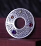 Leaf Brooch, Natural Leaf Vein Pattern, Handmade, Amethyst, Garnet, Citrine No.4 - Image 5