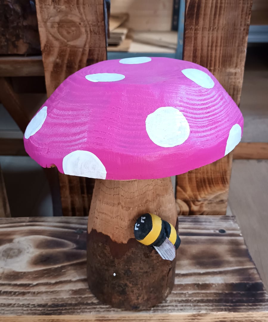 Bee on Pink Toadstool