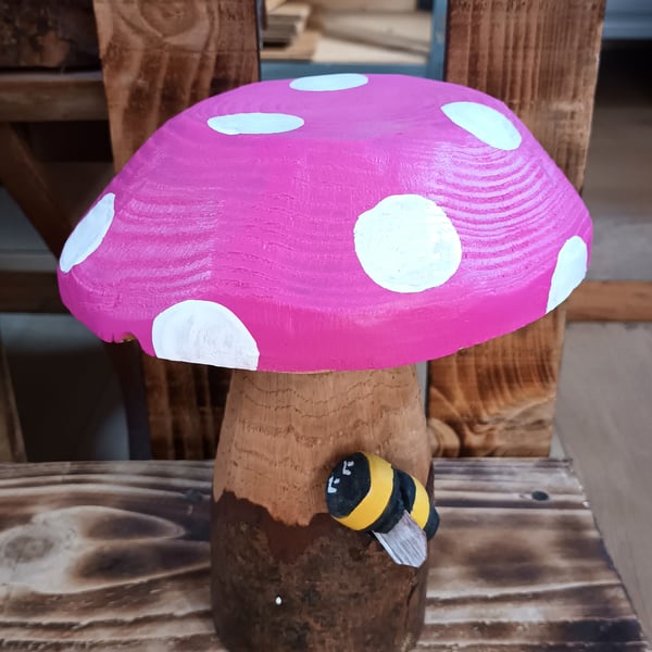 Bee on Pink Toadstool